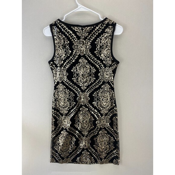 Ronni Nicole Sequin Shift Dress Women’s 6P Black Gold Sleeveless Cocktail NWT - Picture 8 of 9